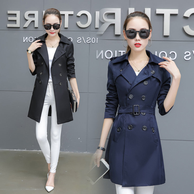 Plus Size Slim Mid-Length Women's Trench Coat