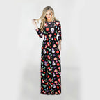 New Autumn Winter Long Sleeve Printed Dress for Christmas