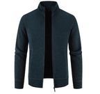 Thick Fleece-lined Men's Stand Collar Knitted Jacket