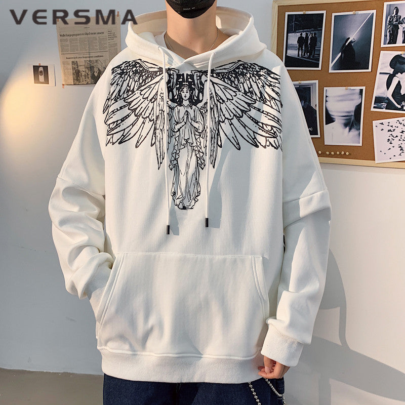 VERSMA Vintage White Hoodie for Men and Women | Streetwear