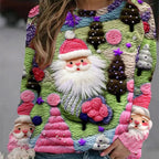 3D Digital Print Christmas Round Neck Top for Winter