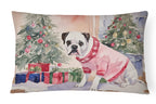 White Boxer Christmas Throw Pillow