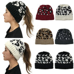Leopard Print Knitted Beanie for Autumn and Winter | Embroidered Cap