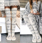 Christmas Snowflake Reindeer Knee-High Socks