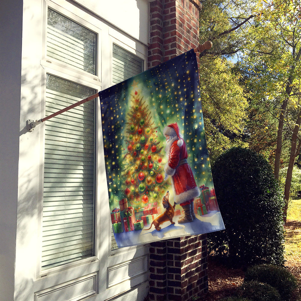 Dachshund and Santa Claus House Flag