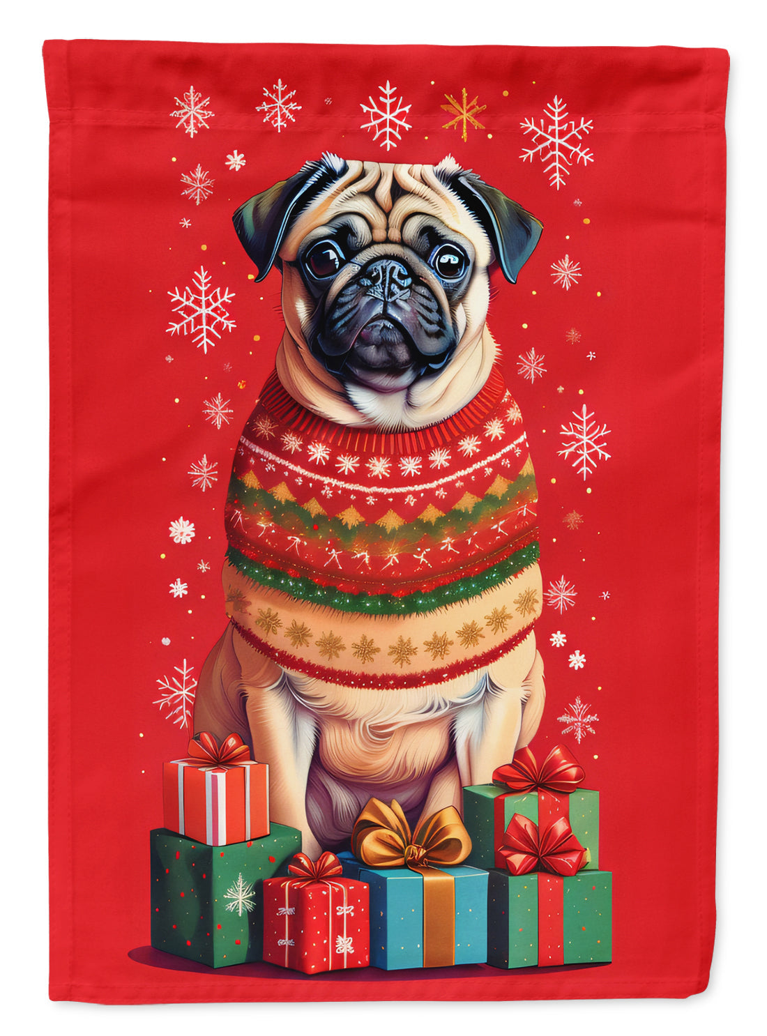 Fawn Pug Holiday Christmas Garden Flag