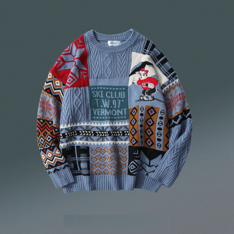 Red Christmas Sweater for Men - Thick Bear Design