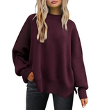 Women's Cozy Knitted Pullover with Side Slit – Chic & Comfortable | Streetwear