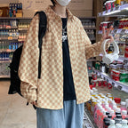 Men's Long-sleeved Checkerboard Spring Coat Shirt