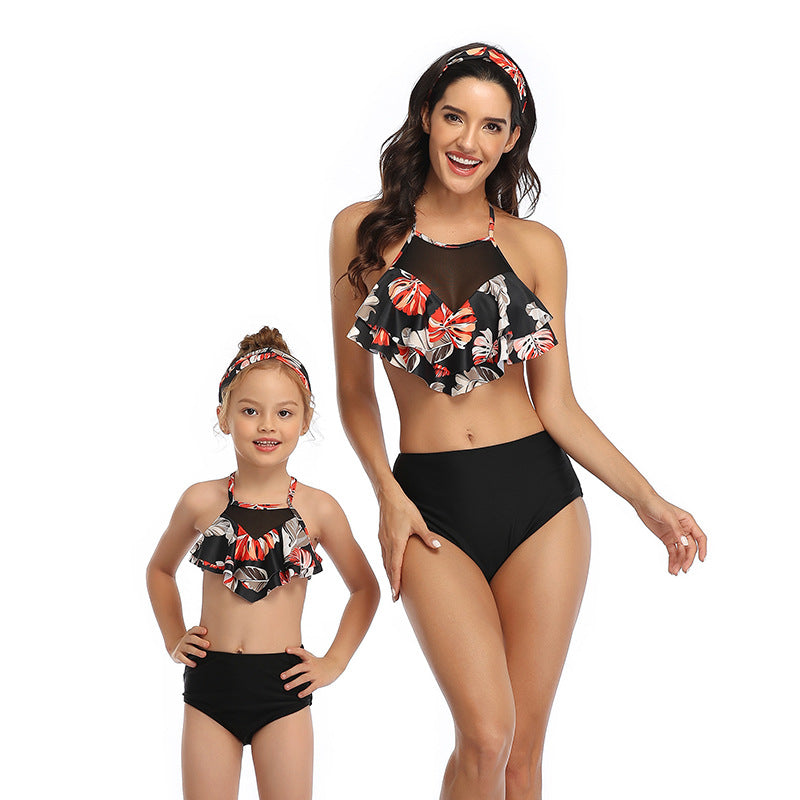 Women's Fashion High-Waist Matching Bikini Swimsuits