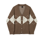Men's Long-sleeved Sweater - Check Cardigan