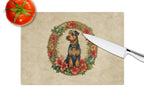 Airedale Terrier Christmas Flowers Glass Cutting Board