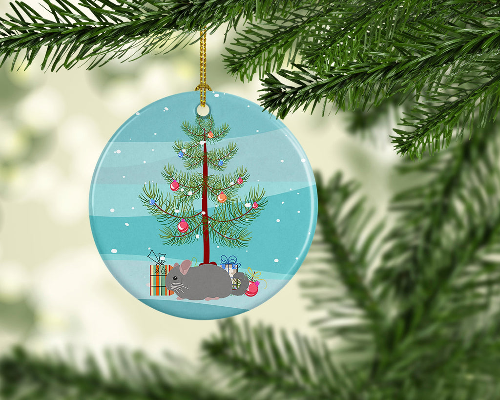 Agouti Chinchilla Merry Christmas Ceramic Ornament