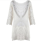 Beach Resort Cover-Up Dress with Lace and Back Design