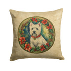Westie Christmas Flowers Throw Pillow
