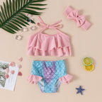 Cute Donut Off Shoulder Swimwear Set for Ages 1-3