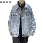 Men's Casual Oversized Ripped Denim Jacket for Spring/Fall