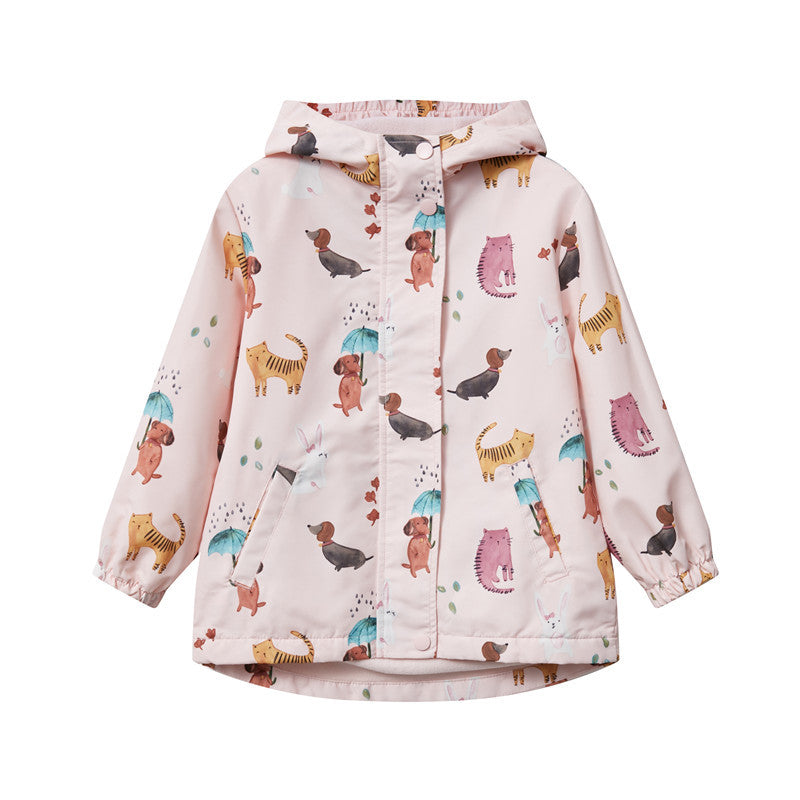 Fleece Jacket with Fashion Cartoon Print for Girls