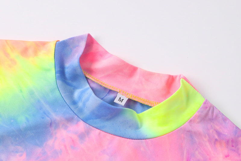 Rainbow Tie-Dye Off-Shoulder Bodysuit for Women