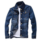 Men's Slim Fit Denim Jacket with Long Sleeves