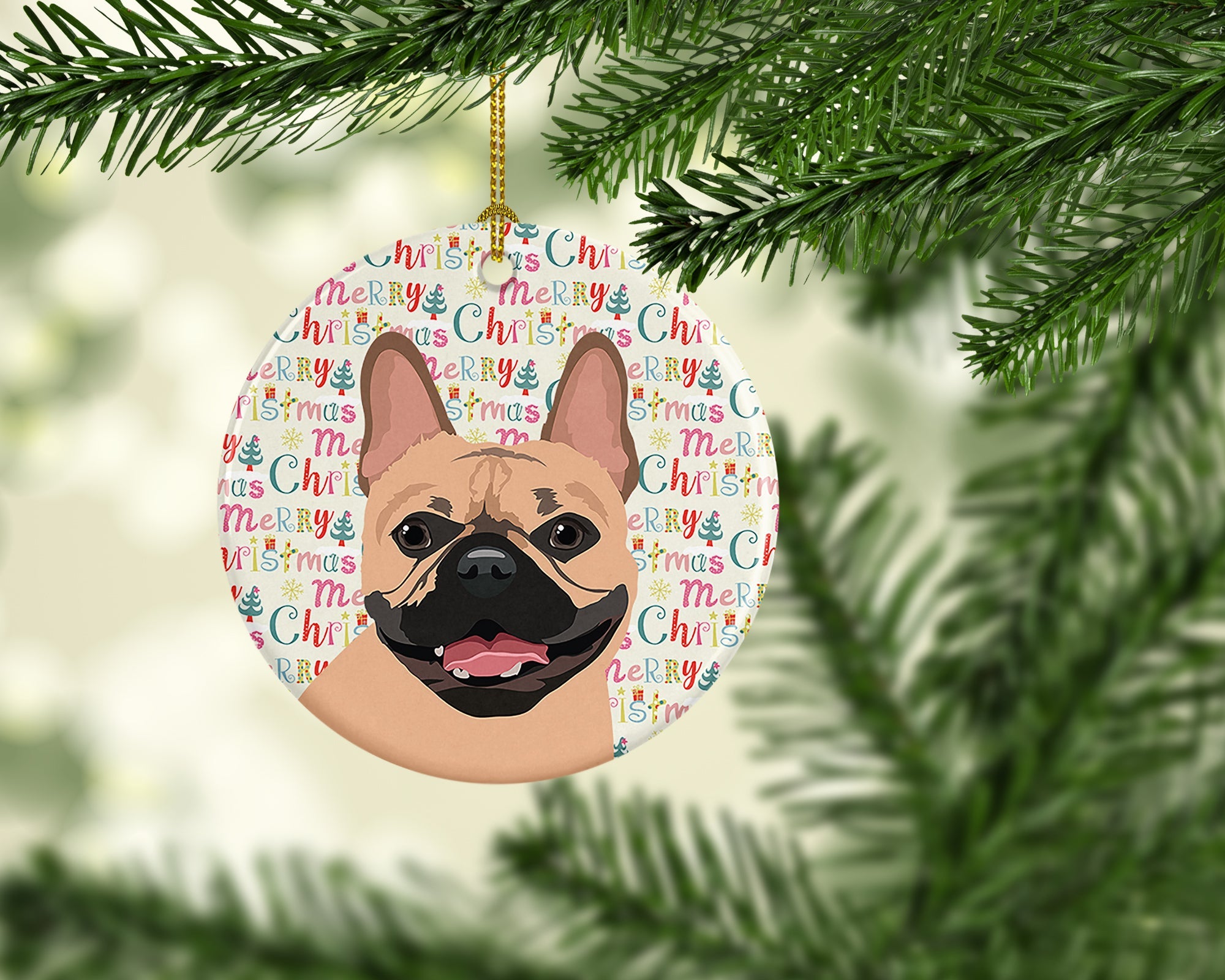 French Bulldog Fawn #2 Christmas Ceramic Ornament