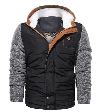 Men's Plus Size Spliced Cotton Jacket (MOQ 200pcs)
