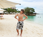 Black Floral Couples Three-Piece Bikini Swimwear Set