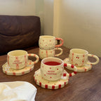 Hand-Painted Christmas Ceramic Coffee Cup & Saucer