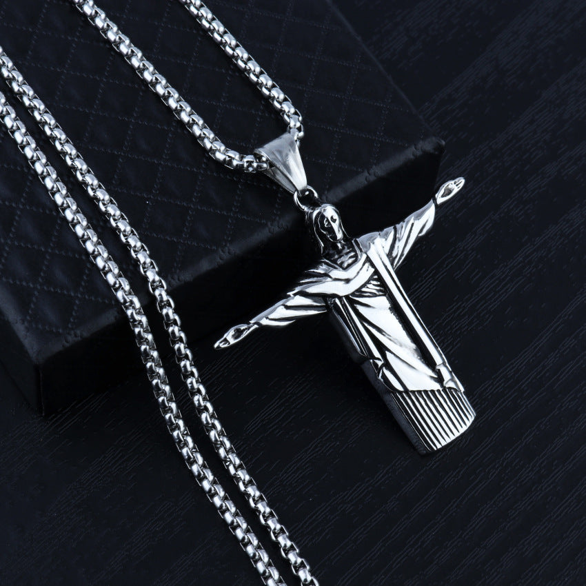 Christ the Redeemer Jesus Pendant Necklace for Men | Christian Jewelry