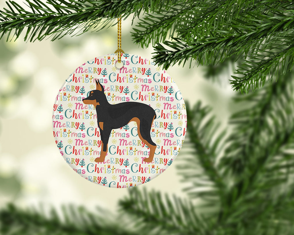 Russian Tor Terrier Merry Christmas Ceramic Ornament