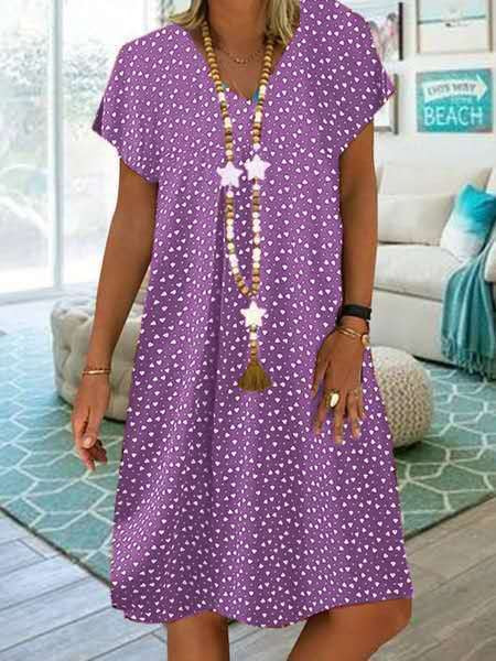Summer Women's Casual V-Neck Polka Dot Dress 2023