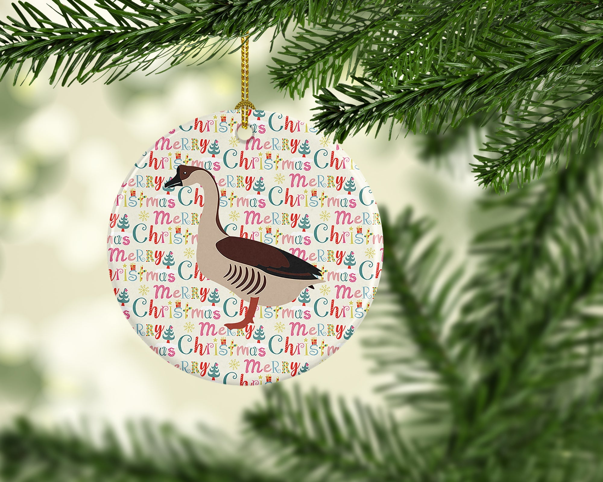 Chinese Goose Christmas Ceramic Ornament
