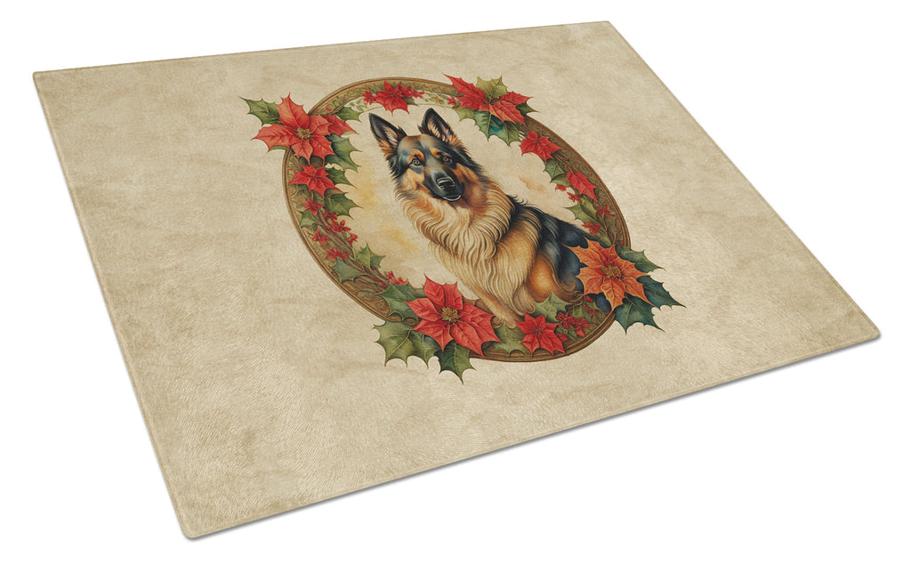 Belgian Tervuren Christmas Flowers Glass Cutting Board