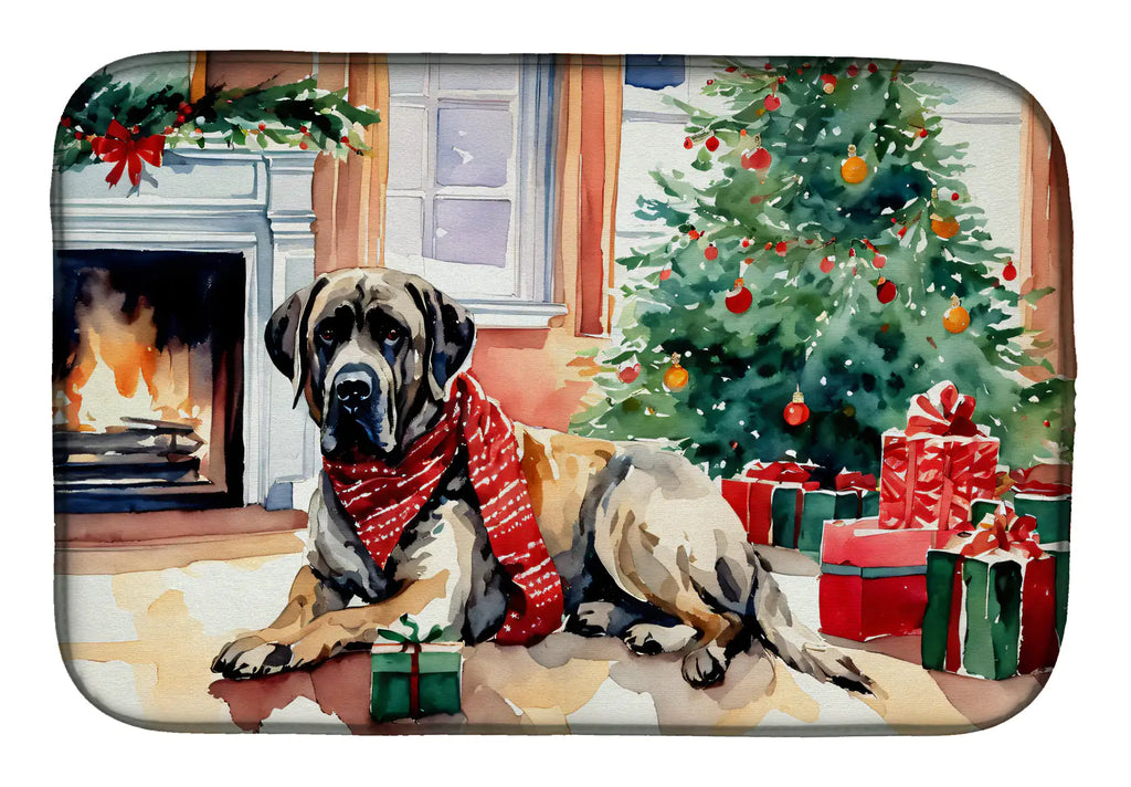 Mastiff Cozy Christmas Dish Drying Mat