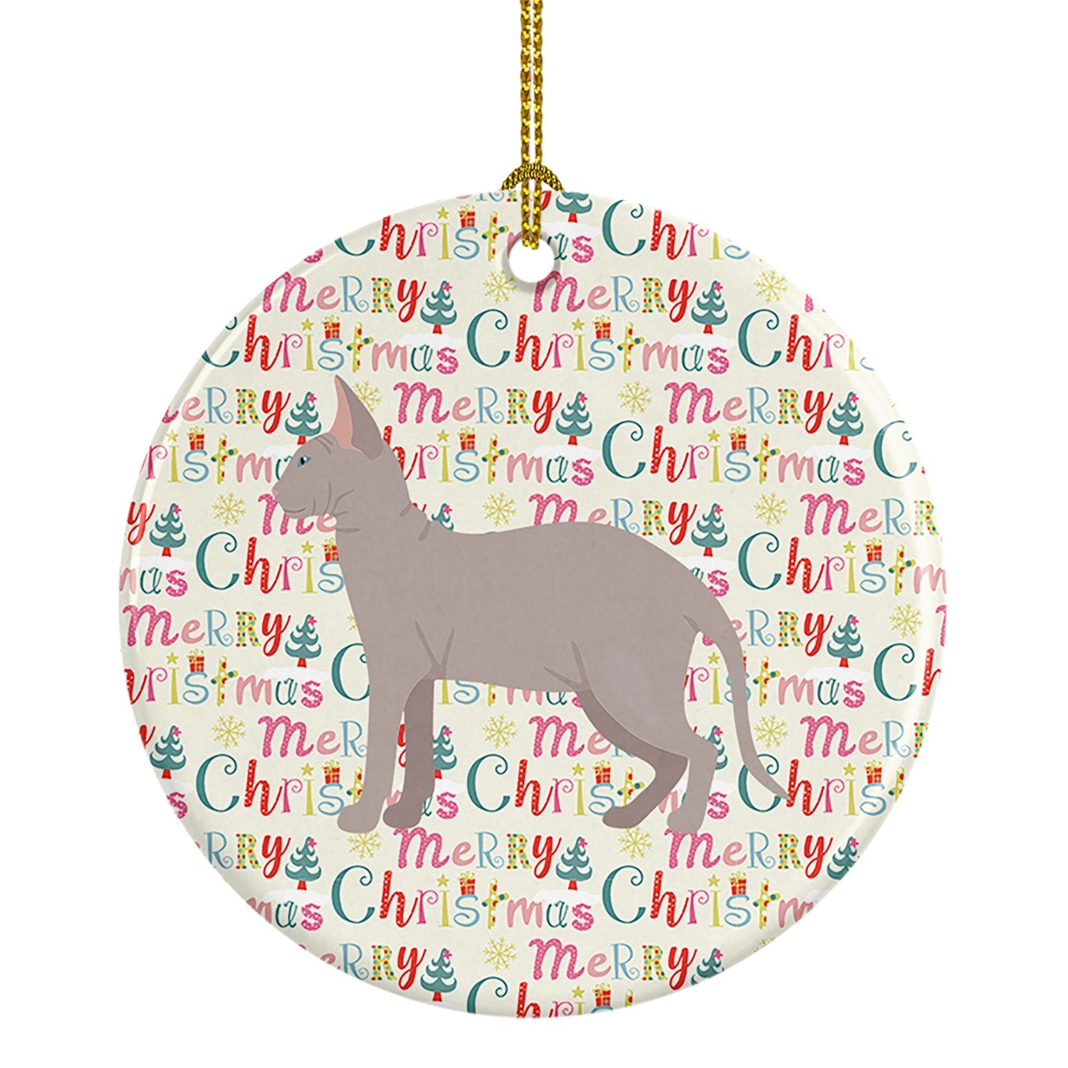 Don Sphynx Cat Christmas Ceramic Ornament