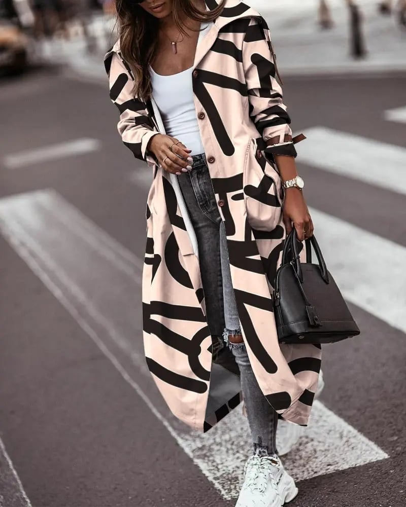 Women's Casual Mid-Length Lapel Trench Coat