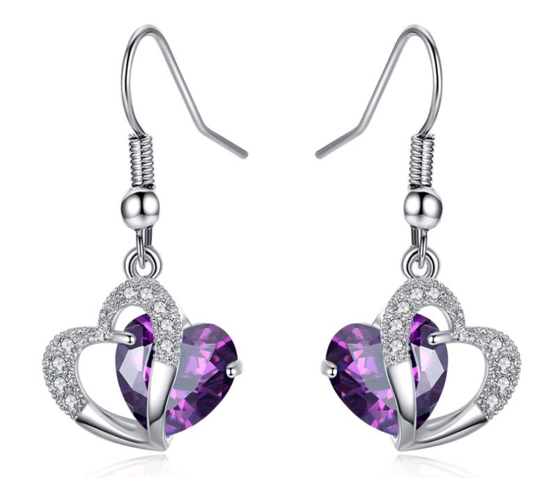Amethyst Zirconia Necklace and Earring Set for Christmas