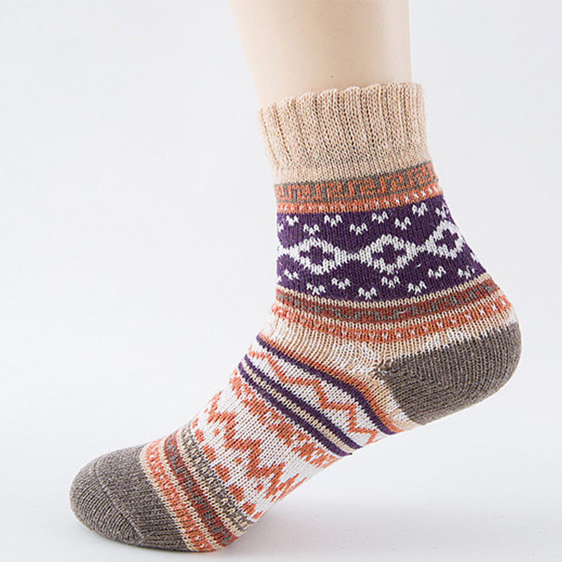 Women's Ethnic Rabbit Wool Cross Socks