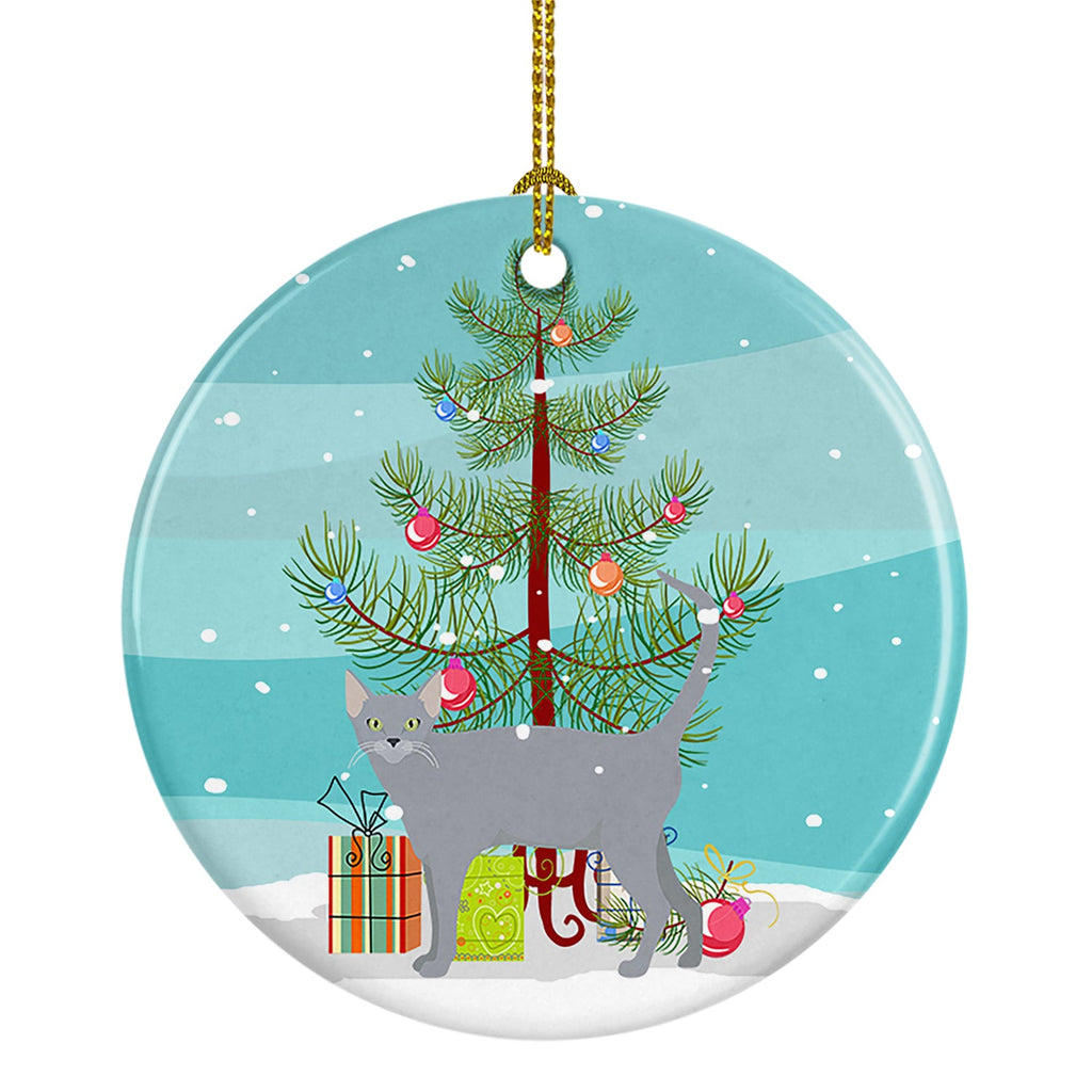 Russian Blue Cat Christmas Ceramic Ornament