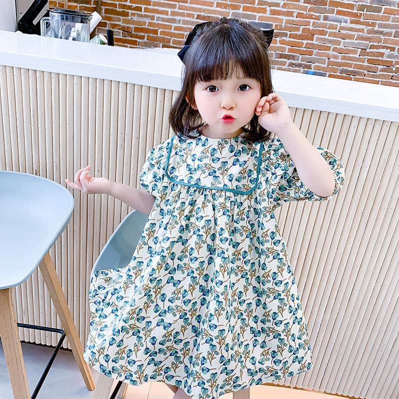 Girls' Casual Floral Cotton Dress