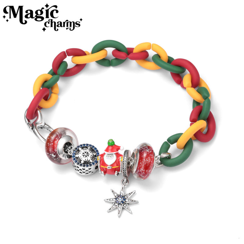 Magic Charms Christmas Snowflake Bead Bracelet Silver