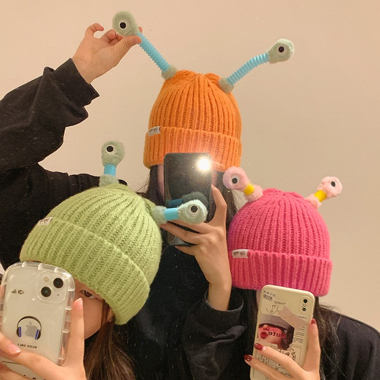 Funny Frog Knitted Beanie for Women | Embroidered Cap