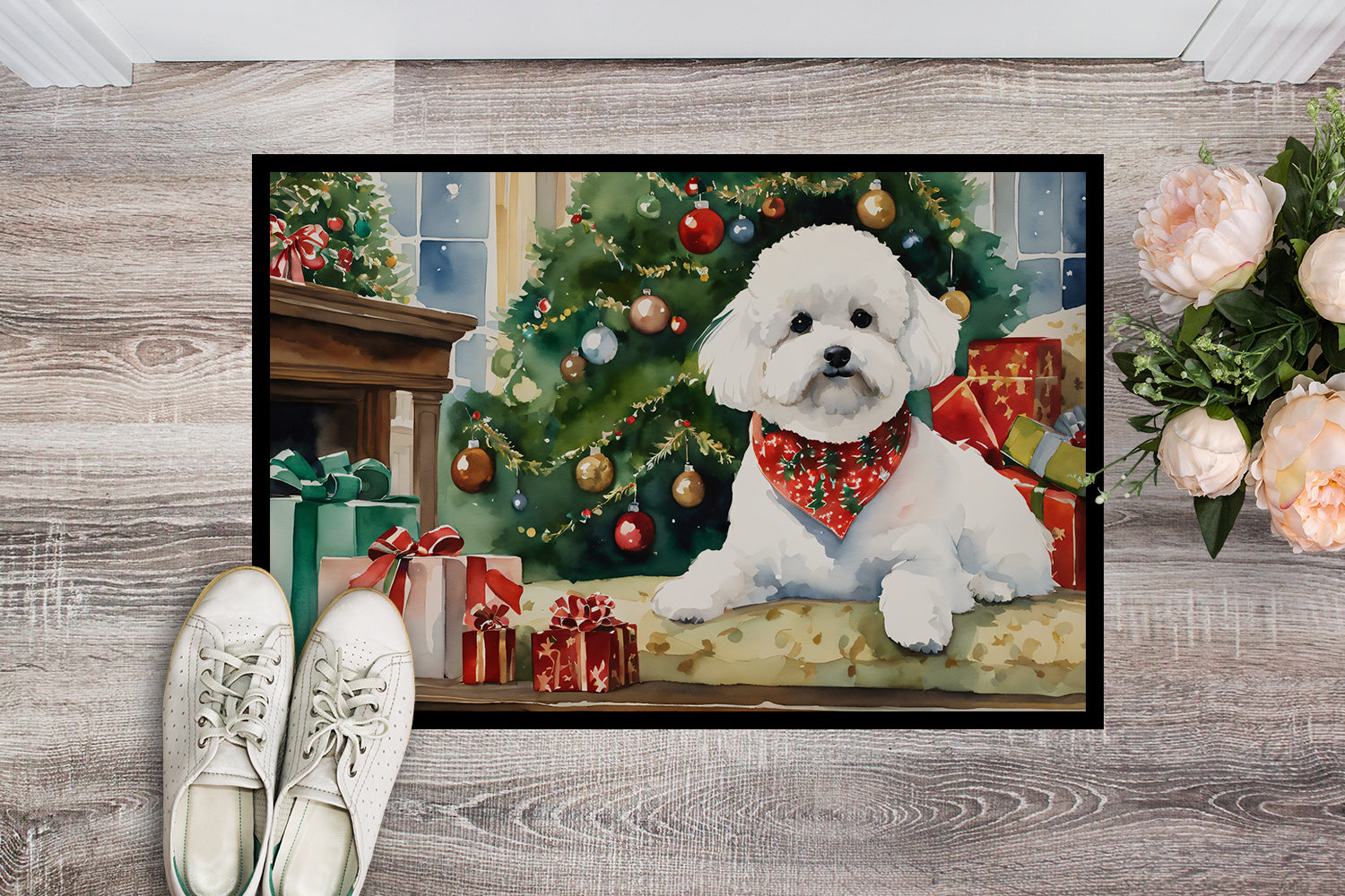 Bichon Frise Cozy Christmas Doormat