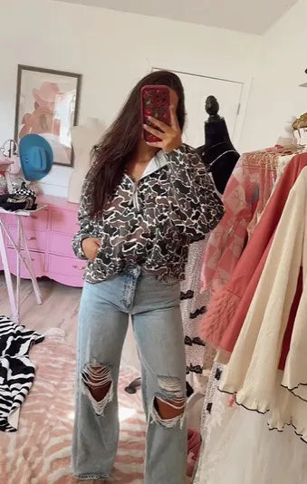 Camo Printed Sweater Coat
