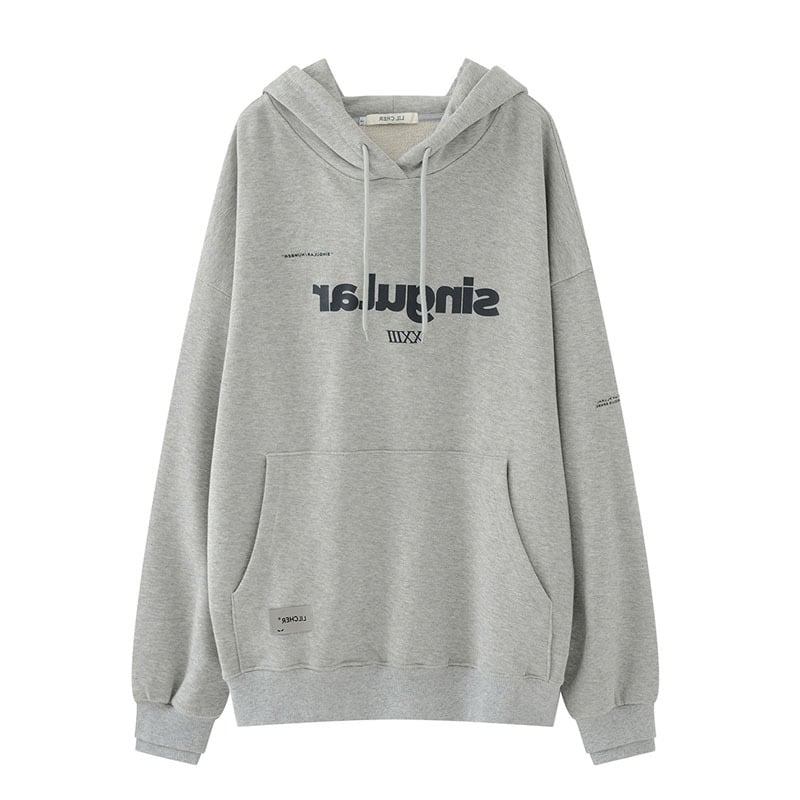 Loose Grey Hooded Sweatshirt for Women | Streetwear