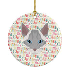 Ojos Azules Cat Christmas Ceramic Ornament