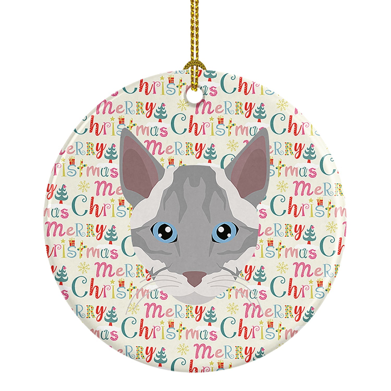 Ojos Azules Cat Christmas Ceramic Ornament