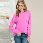 Oversized Solid Color Round-neck Letter Printed Pullover | Streetwear
