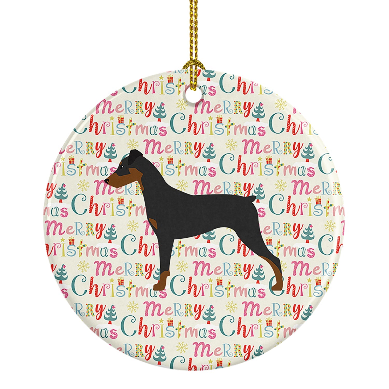 German Pinscher Merry Christmas Ceramic Ornament