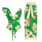 Bohemian Women's Swimsuit Set with Printed Long Pants